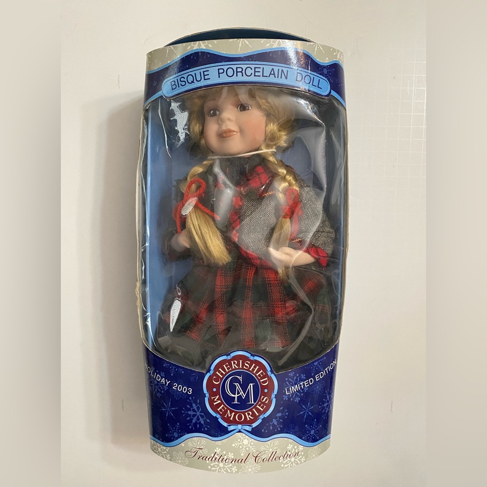 Winter Holiday Dress With Stocking Cap (Bisque Porcelain Doll) Collectible
